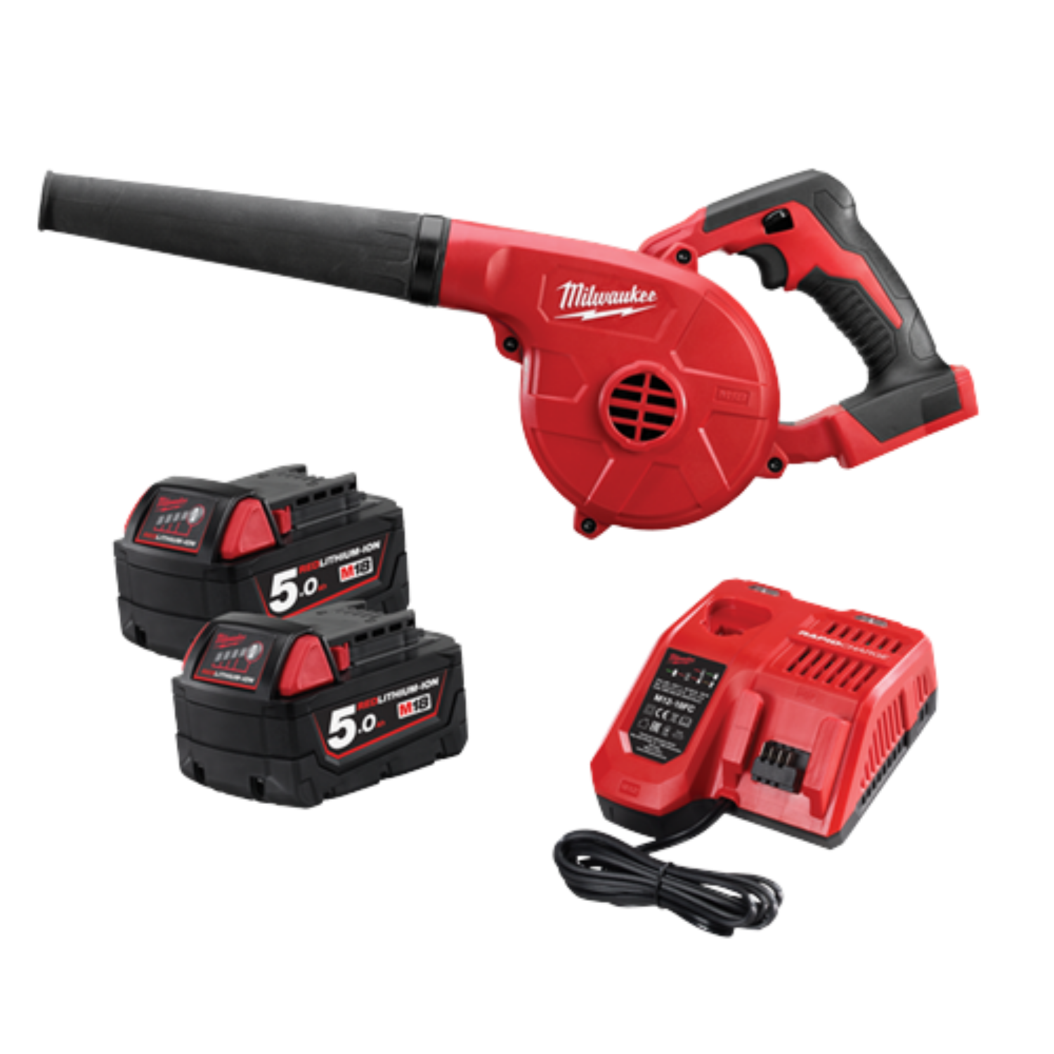 Milwaukee Blower + battery + charger M18BBL502BA transparent Milwaukee Blower and battery charger M18BBL502BA